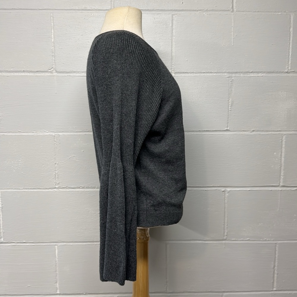Sundance Charcoal Gray Square Neck Bell Sleeve Sweater Size Small - Picture 4 of 8